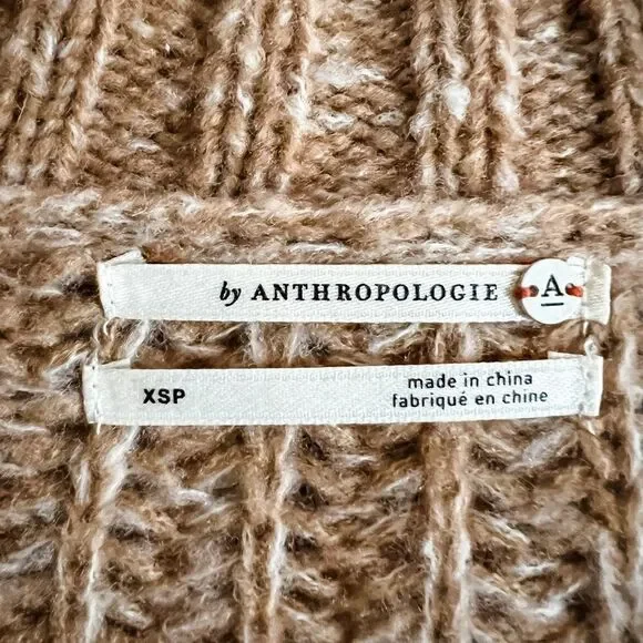 Anthropologie Honore Ribbed V Neck Chunky Knit Wool Sweater in Honey Sz XSP - Picture 14 of 16